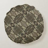 Runder Graubeige- oder Goldgriff Rundes Kissen (Rückseite)