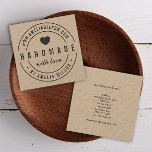 Runder Grenzhandschuh mit Liebe Herz-Social-Media Quadratische Visitenkarte