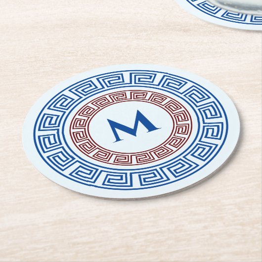 Runder Griechischer Schlüsselanhänger Runder Pappuntersetzer (Angewinkelt)