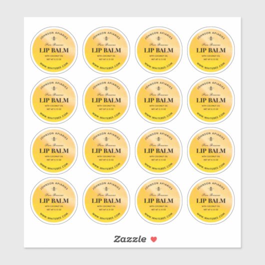 Runder Honey Bee Lip Beeswax Balm Labels (Blatt)
