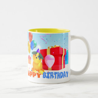 Runder Hund "alles Gute zum Geburtstag!" Tasse