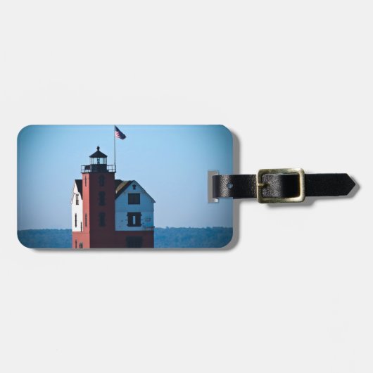 Runder Insel-Leuchtturm Gepäckanhänger (Vorderseite horizontal)