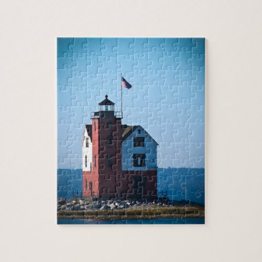 Runder Insel-Leuchtturm Puzzle (Vertikal)
