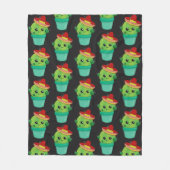 Runder Kakteen in einem roten Sombrero-Muster Fleecedecke (Vorderseite)