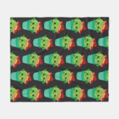 Runder Kakteen in einem roten Sombrero-Muster Fleecedecke (Vorderseite (Horizontal))