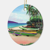 Runder Kanu-Strand Keramik Ornament (Links)