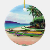 Runder Kanu-Strand Keramik Ornament (Hinten)