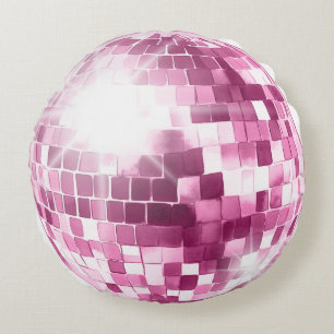 Runder Kissen mit rosa Disco-Kugel
