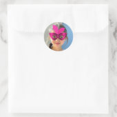 Runder Klassischer Sticker mit Rosa Maske (Tasche)
