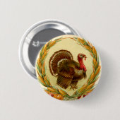 Runder Knopf der Vintager Erntedank-Türkei Button (Vorne & Hinten)
