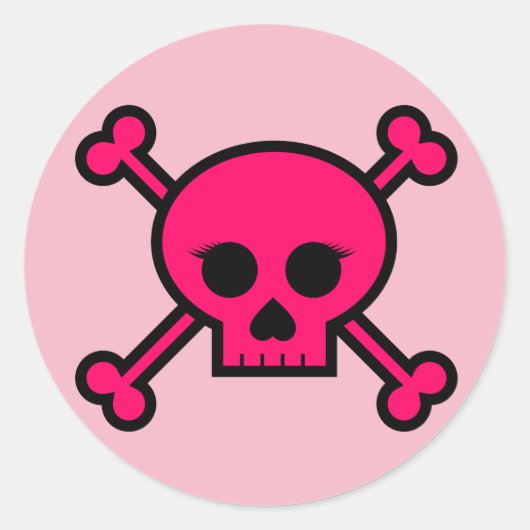 Runder Knopf für Girl-Pink-Punk-Skull-Kreuze Runder Aufkleber (Vorderseite)