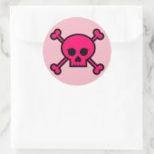 Runder Knopf für Girl-Pink-Punk-Skull-Kreuze Runder Aufkleber (Tasche)