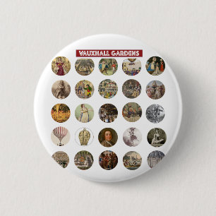 Runder Knopf mit Vauxhall Gardens-Motiv Button