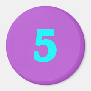 Runder Kühlschrankmagnet - Nr. 5 - Türkis/Veilch