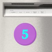 Runder Kühlschrankmagnet - Nummer 5 - Türkis/Viole (In Situ (Geschirrspüler))