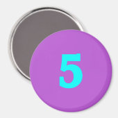 Runder Kühlschrankmagnet - Nummer 5 - Türkis/Viole (Vorderseite/Rückseite)