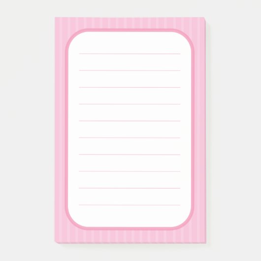Runder linecard des süßen rosa Streifenrosas Grenz Post-it Klebezettel (Vorderseite)