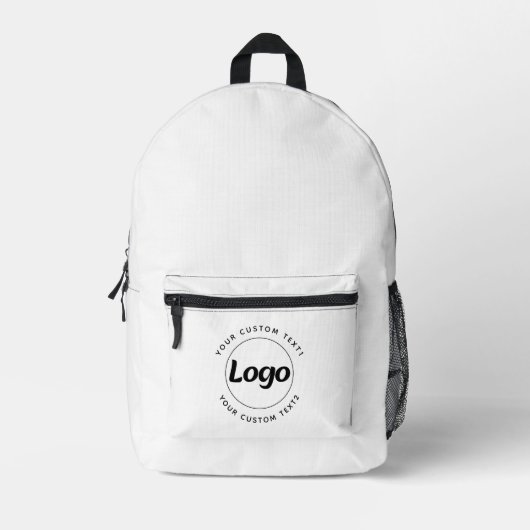Runder Logo-Text Werbe-Geschäft Weiß  Bedruckter Rucksack (Vorderseite)