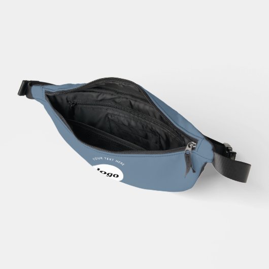 Runder Logo-Text Werbung Business Blue Gray Bauchtasche (Offen)