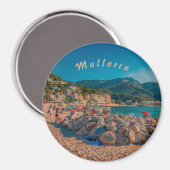 runder Magnet Hafen von Sóller in Mallorca (Vorderseite/Rückseite)