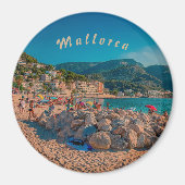 runder Magnet Hafen von Sóller in Mallorca (Vorne)