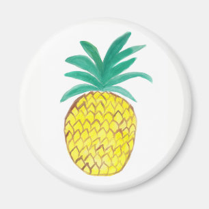 Runder Magnet mit Aquarell-Malerei-Ananas