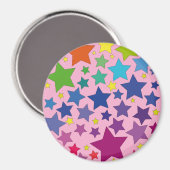 runder Magnet mit bunten Sternen (Vorderseite/Rückseite)