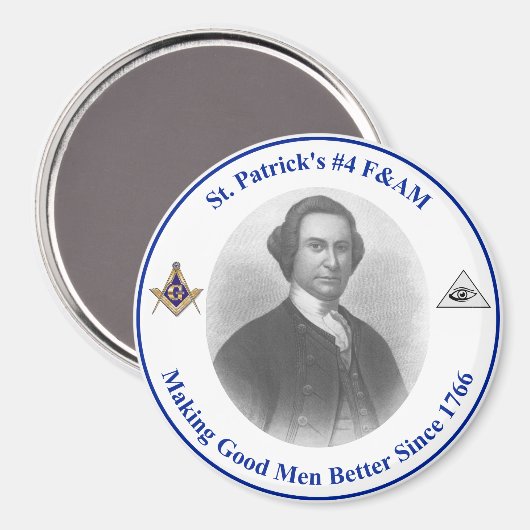 Runder Magnet mit St. Patrick's Logo (Vorderseite/Rückseite)