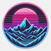 Runder Neonring - Minimaler Retro-Glanz Aufkleber (Vorderseite)