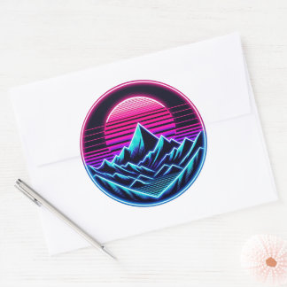 Runder Neonring - Minimaler Retro-Glanz Aufkleber