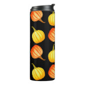 Runder orangefarbener und gelber Kürbis. Wasserkoh Thermosbecher (Nach links gedreht)