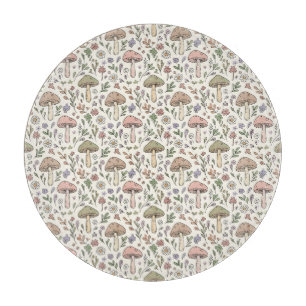 Runder Pastell-Cremepilz Cottagecore-Kreis Schneidebrett