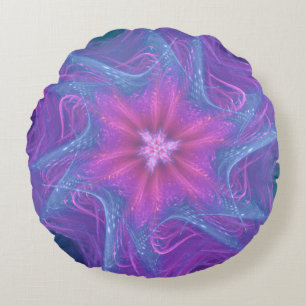 Runder Pillow Fraktal Delikate Cyan Palette Rundes Kissen
