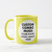 Runder Rahmen 2 x Foto Logo Gelb Custom Combo Tasse (Links)