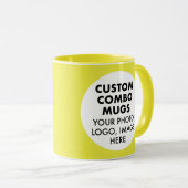 Runder Rahmen 2 x Foto Logo Gelb Custom Combo Tasse (VorderseiteRechts)