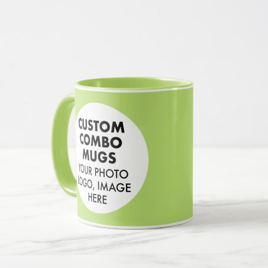 Runder Rahmen 2 x Foto Logo Lime Custom Combo Tasse (Vorderseite Links)