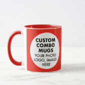 Runder Rahmen 2 x Foto Logo Rot Custom Combo Tasse (Links)