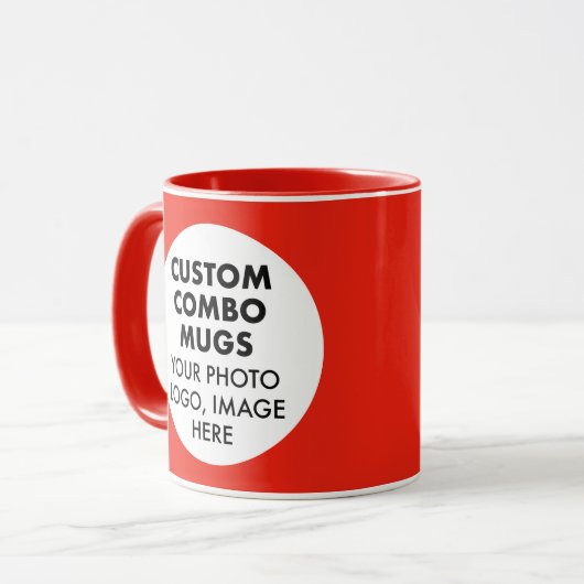 Runder Rahmen 2 x Foto Logo Rot Custom Combo Tasse (Vorderseite Links)