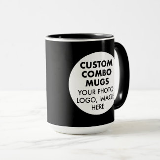 Runder Rahmen 2x Foto Logo groß schwarze Custom-Ko Tasse