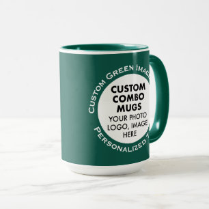 Runder Rahmen 2x Foto Text Groß Grün Benutzerdefin Tasse