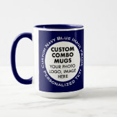 Runder Rahmen 2x Foto Text Groß Navy Custom Combo Tasse (Links)