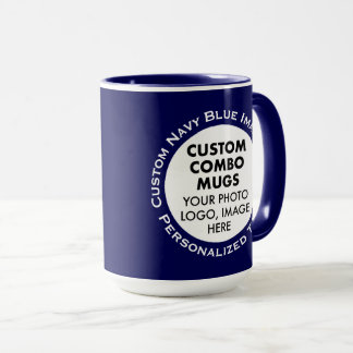 Runder Rahmen 2x Foto Text Groß Navy Custom Combo Tasse