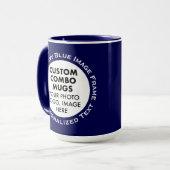 Runder Rahmen 2x Foto Text Groß Navy Custom Combo Tasse (Vorderseite Links)