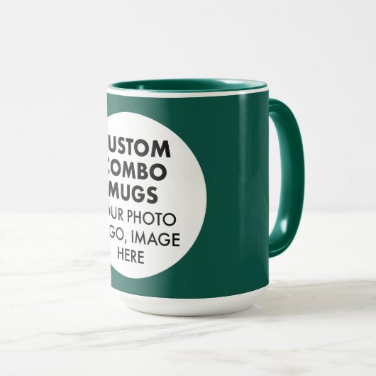 Runder Rahmen Foto Logo groß grün Custom Combo Tasse (VorderseiteRechts)