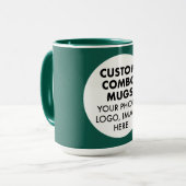 Runder Rahmen Foto Logo groß grün Custom Combo Tasse (Vorderseite Links)