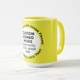 Runder Rahmen Foto & Text groß gelb Custom Combo Tasse