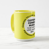 Runder Rahmen Foto & Text groß gelb Custom Combo Tasse (Vorderseite Links)