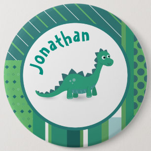 Runder Rahmen in Grün/Blau mit süßem Dinosaurier Button