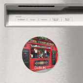 Runder Red Temple Bar pub-Magnet mit Text Dublin Magnet (In Situ (Geschirrspüler))