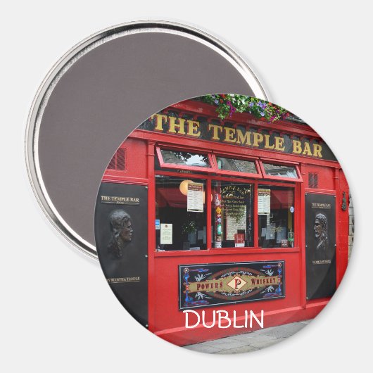 Runder Red Temple Bar pub-Magnet mit Text Dublin Magnet (Vorderseite/Rückseite)